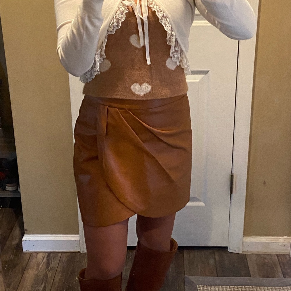 Lush Tan Asymmetrical Skirt